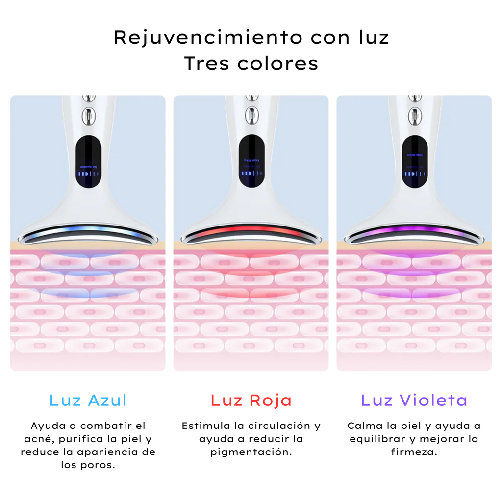 Masajeador facial con calor y luz LED