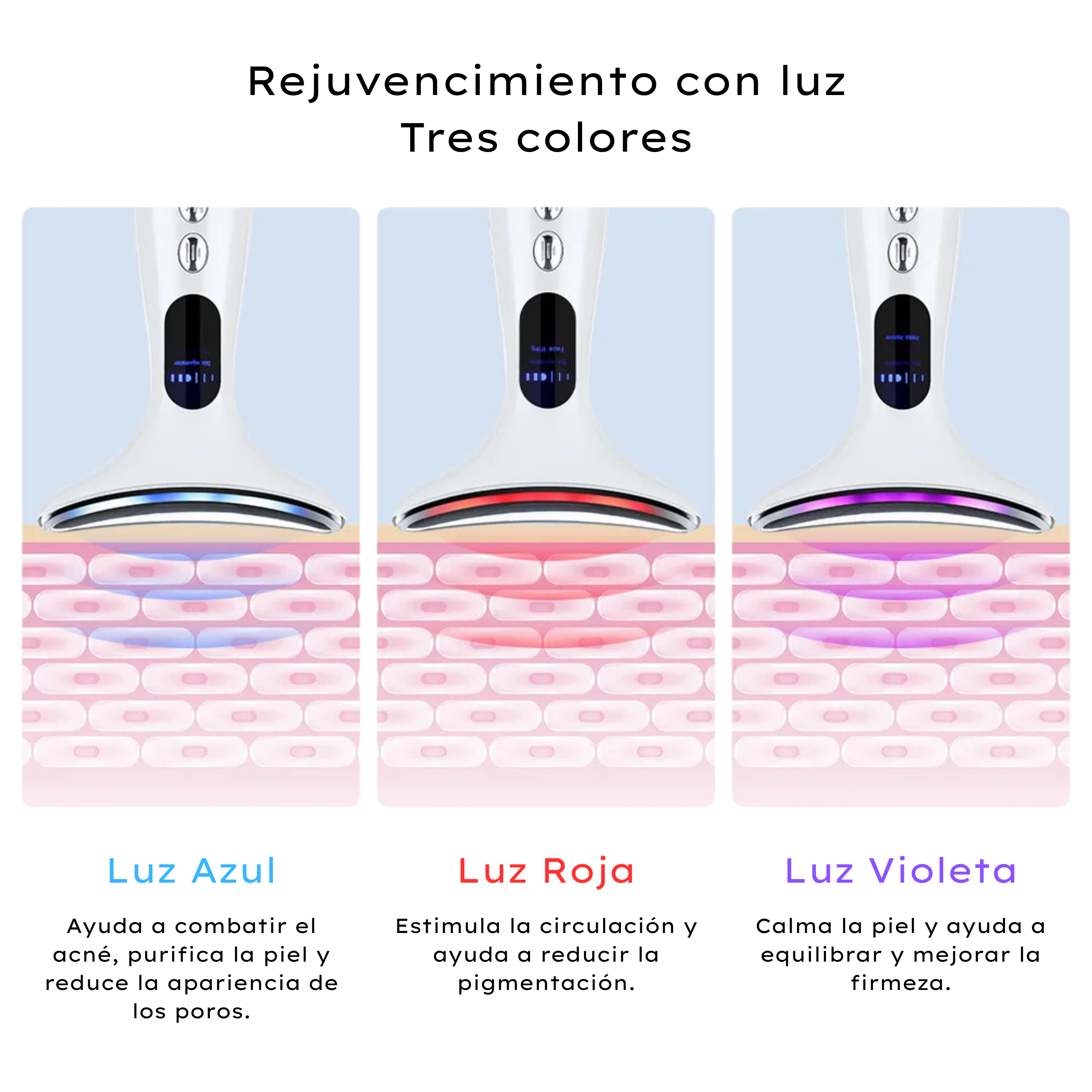 Masajeador facial con calor y luz LED
