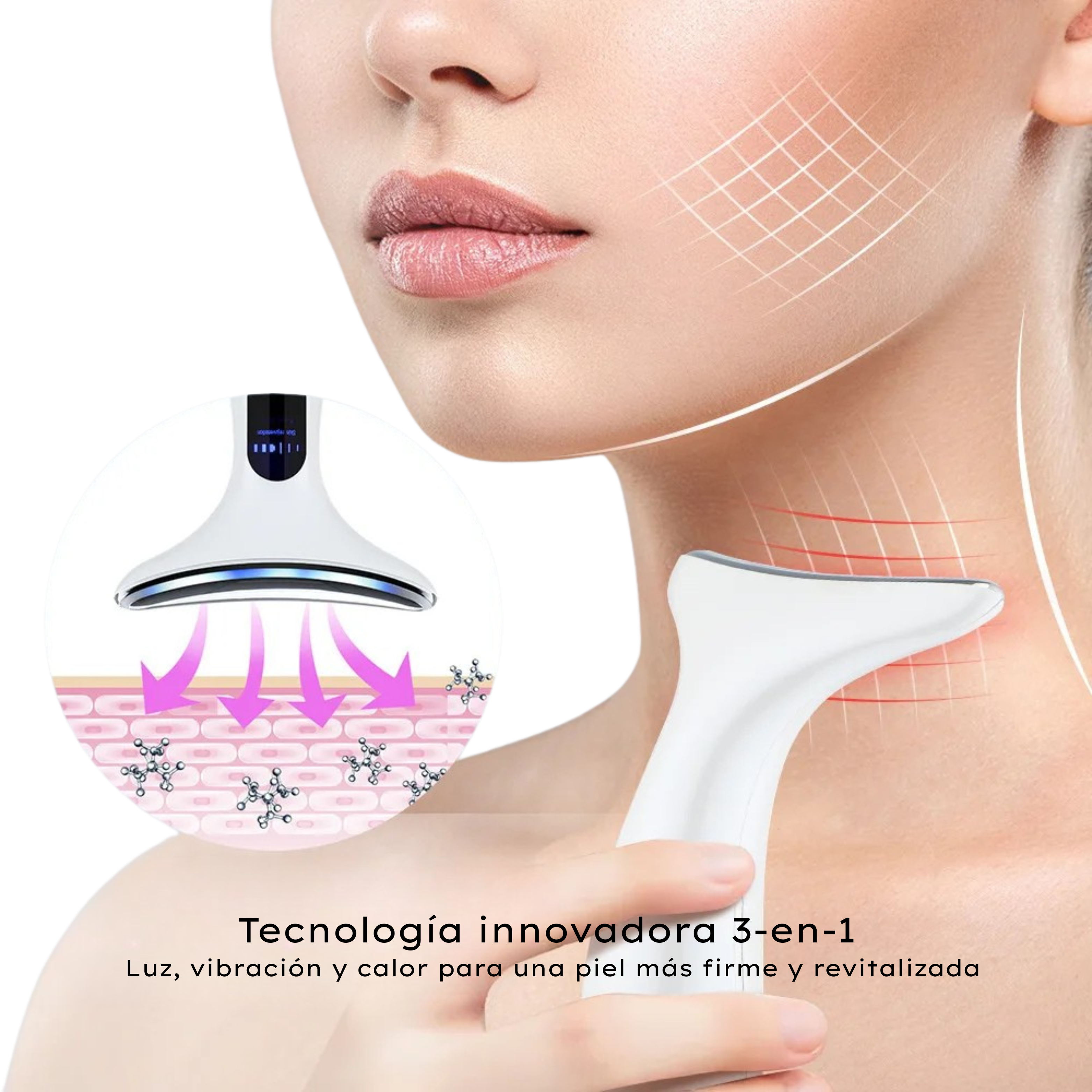 Masajeador facial con calor y luz LED