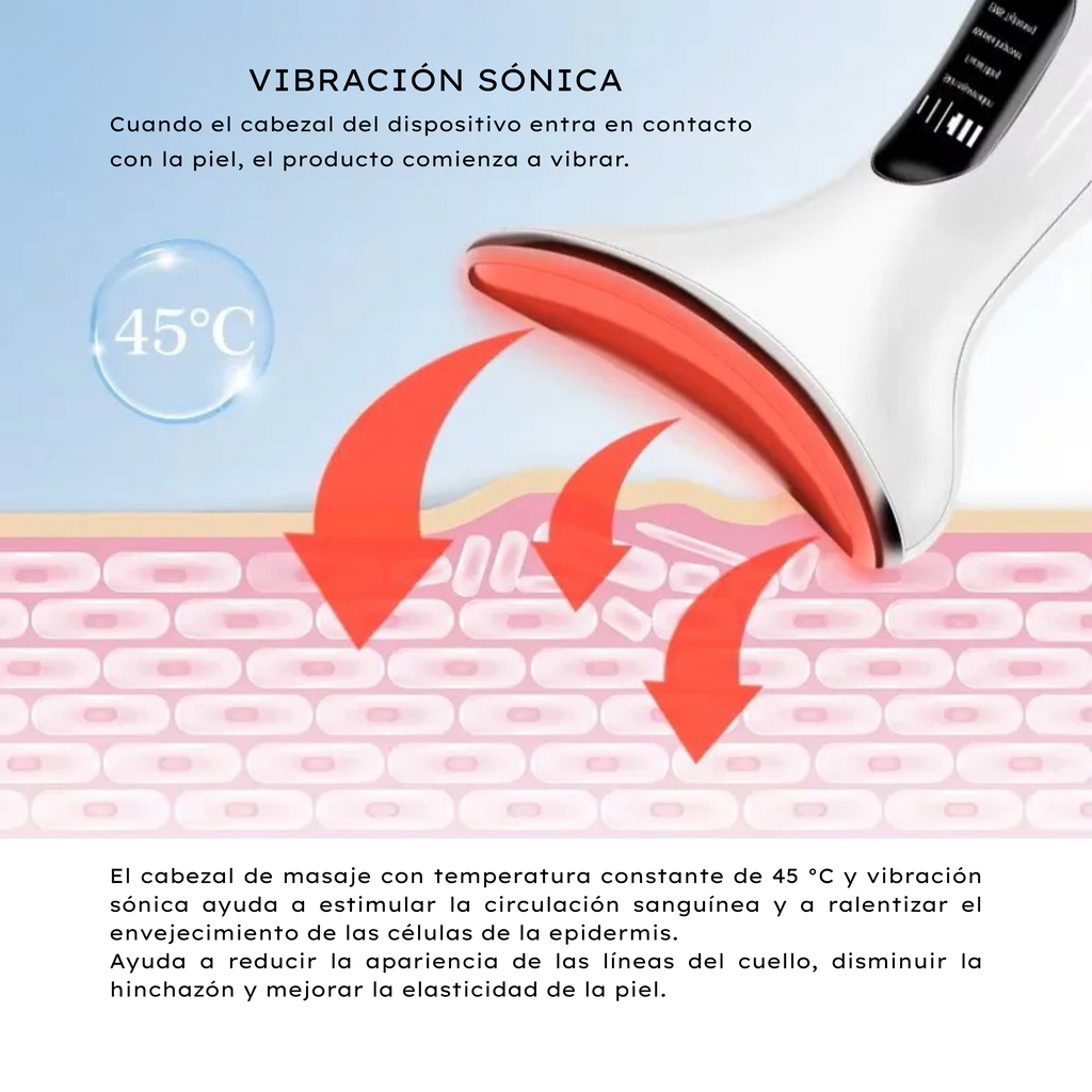 Masajeador facial con calor y luz LED