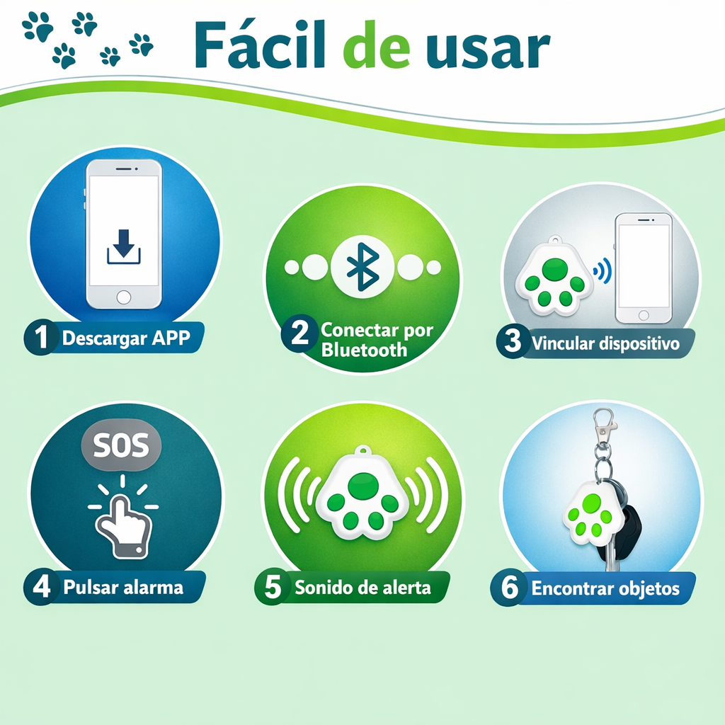 Localizador GPS para Mascotas en Tiempo Real – Tracker Inteligente Antipérdida para Perros y Gatos | Bluetooth | Impermeable