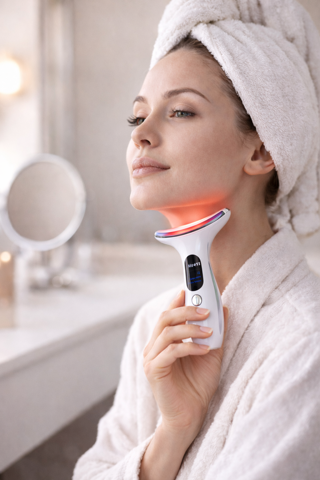 Masajeador facial con calor y luz LED